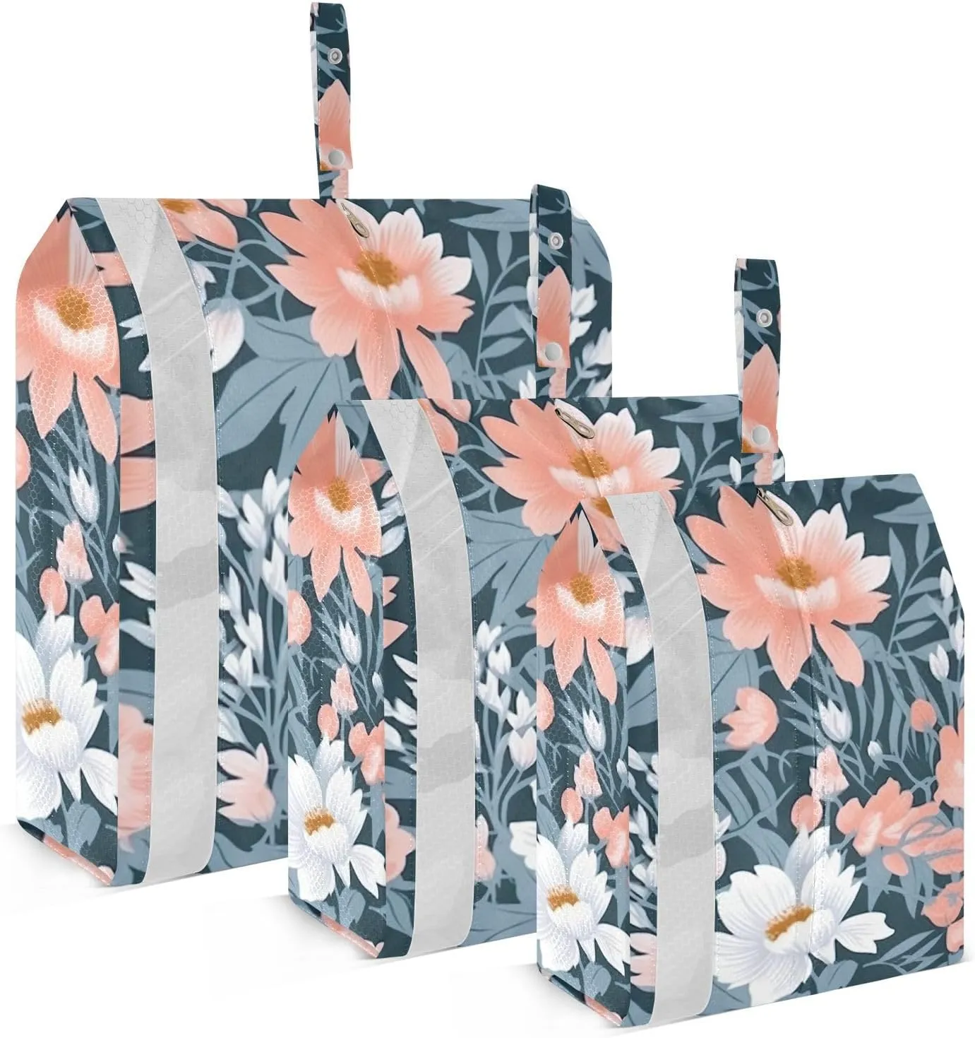 SPRIPORT Pink Floral Flowers 3 Set Compression Packing Cubes for Travel Lightweight Luggage Organizer Bags for Carry on Suitcase Travel Cubes for Woman Man Vacation Clothes