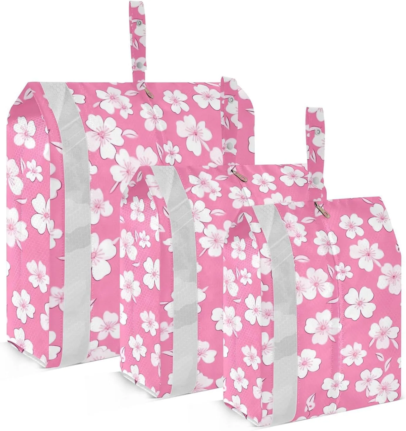 SPRIPORT Pink Flowers 3 Set Compression Packing Cubes for Travel Lightweight Luggage Organizer Bags for Carry on Suitcase Travel Essentials for Vacation Woman Man Clothes