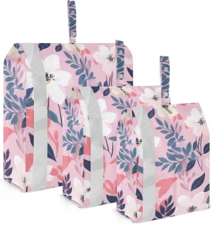 SPRIPORT Pink Flowers Leave 3 Set Compression Packing Cubes for Travel Lightweight Luggage Organizer Bags for Carry on Suitcase Travel Cubes for Woman Man Vacation Clothes