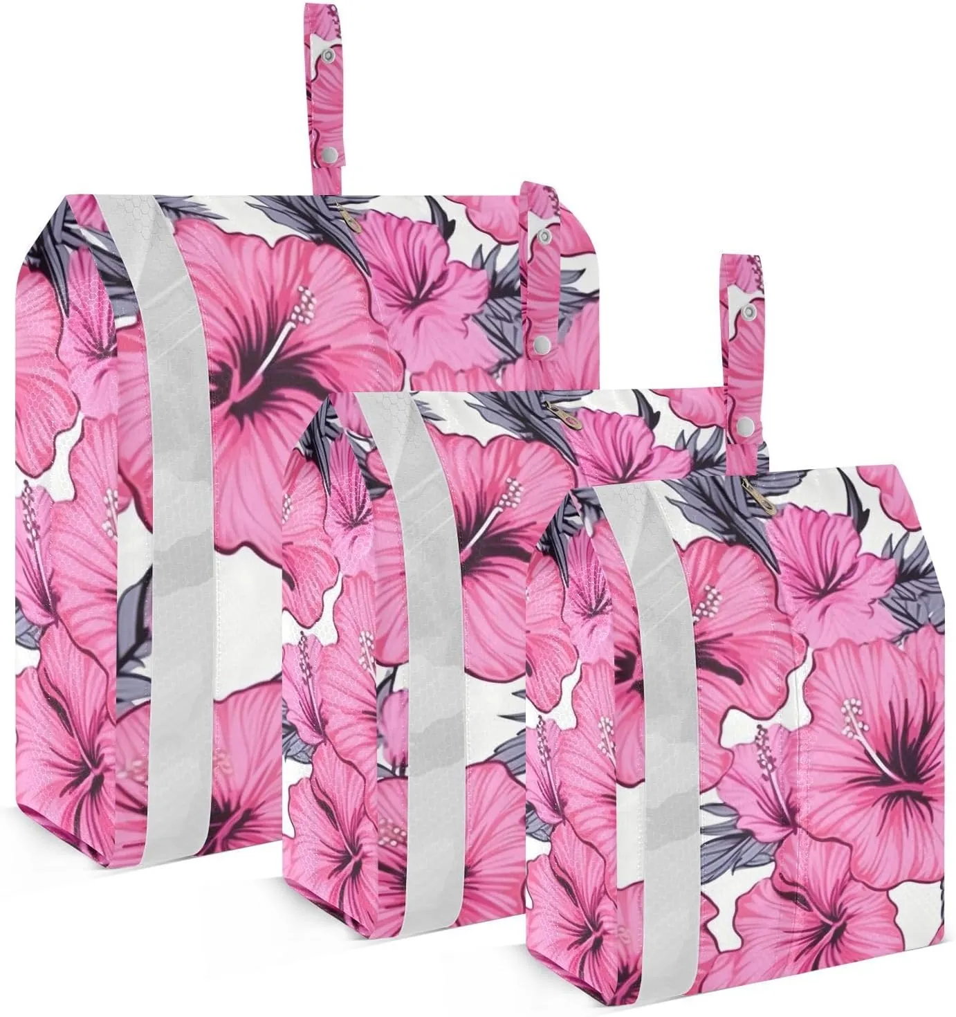 SPRIPORT Pink Hibiscus Tropical Flowers 3 Set Compression Packing Cubes for Travel Lightweight Luggage Organizer Bags for Carry on Suitcase Travel Storage Bags for Woman Man Clothes Vacation