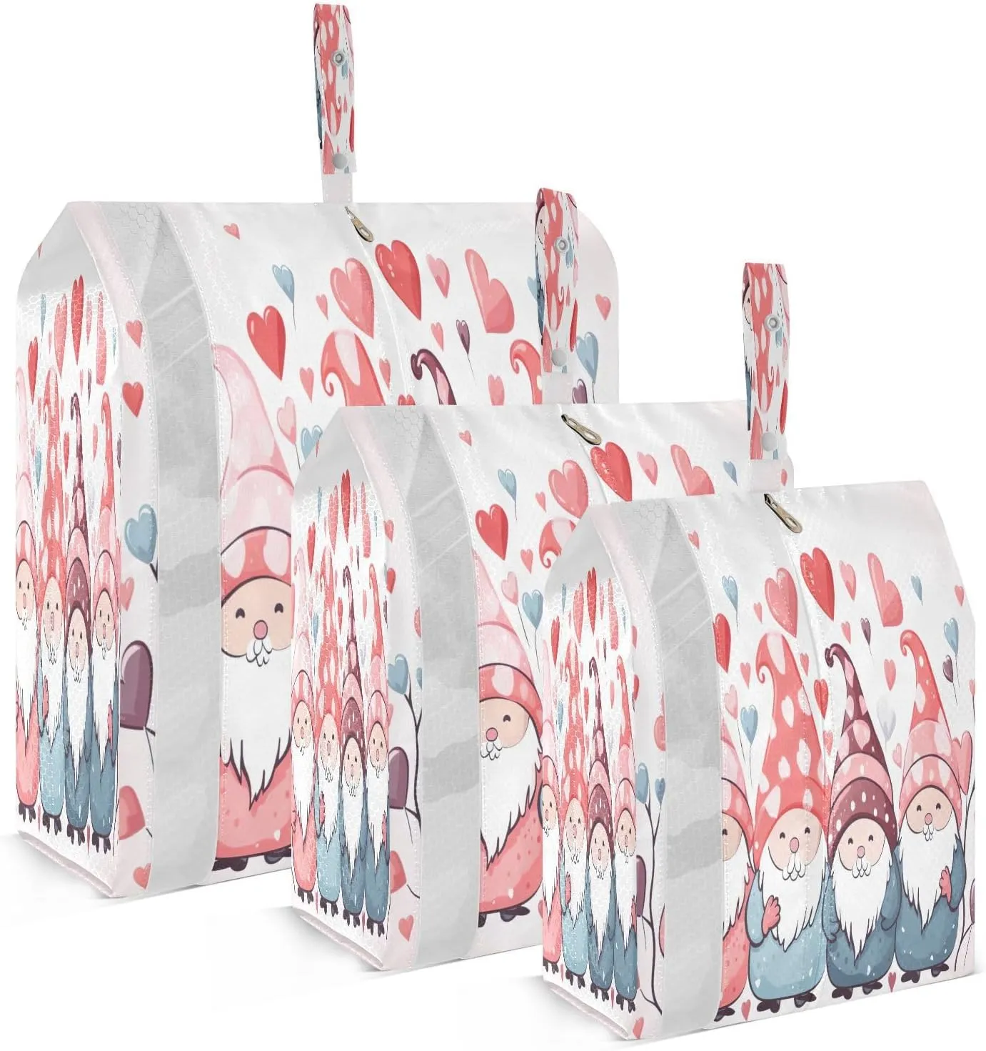 SPRIPORT Pink Valentines Gnomes 3 Set Compression Packing Cubes for Travel Lightweight Luggage Organizer Bags for Carry on Suitcase Travel Cubes for Man Woman Vacation Clothes
