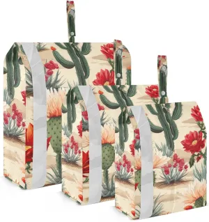 SPRIPORT Plants Cactus Flower 3 Set Compression Packing Cubes for Travel Lightweight Luggage Organizer Bags for Carry on Suitcase Travel Cubes for Vacation Woman Man Clothes