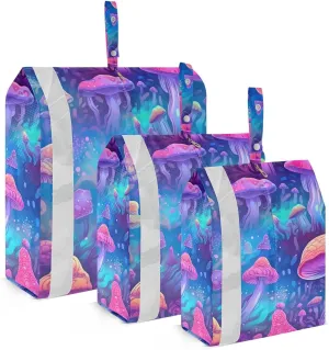 SPRIPORT Psychedelic Mushroom 3 Set Compression Packing Cubes for Travel Lightweight Luggage Organizer Bags for Carry on Suitcase Luggage Cubes for Man Woman Vacation Clothes