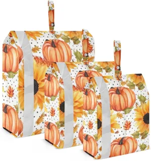 SPRIPORT Pumpkins Autumn Fall Sunflowers 3 Set Compression Packing Cubes for Travel Lightweight Luggage Organizer Bags for Carry on Suitcase Travel Accessories for Woman Man Clothes Vacation