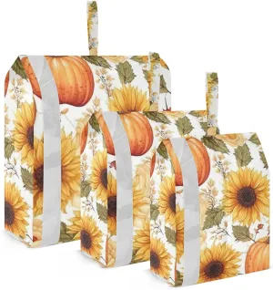 SPRIPORT Pumpkins Sunflowers Fall 3 Set Compression Packing Cubes for Travel Lightweight Luggage Organizer Bags for Carry on Suitcase Luggage Cubes for Vacation Man Woman Clothes