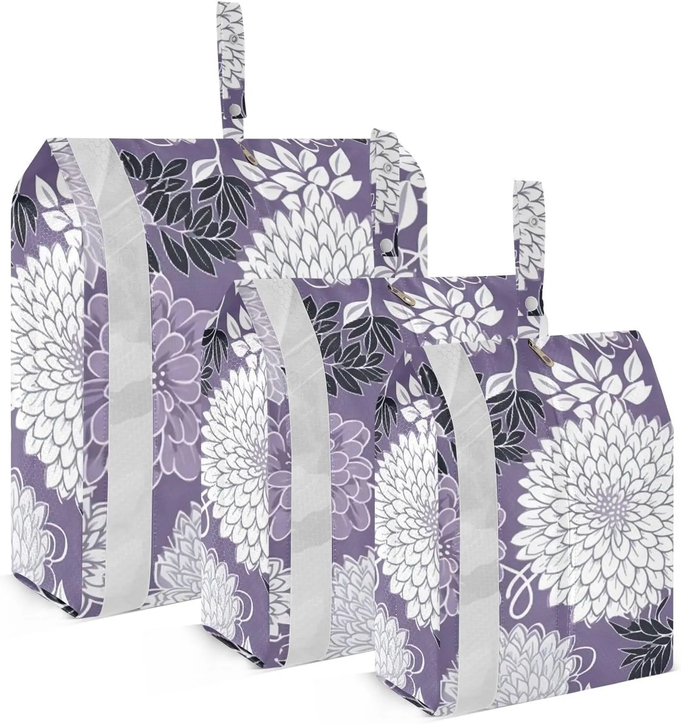 SPRIPORT Purple Chinese Florasl Lilac 3 Set Compression Packing Cubes for Travel Lightweight Luggage Organizer Bags for Carry on Suitcase Travel Accessories for Woman Man Clothes Vacation