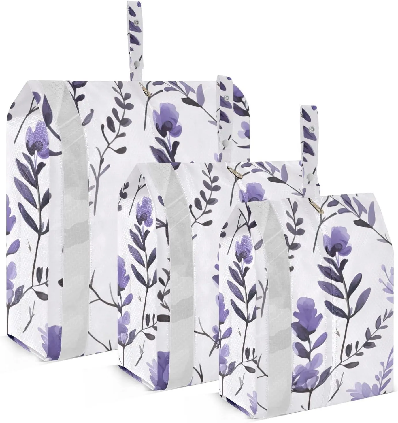 SPRIPORT Purple Lavender Flowers 3 Set Compression Packing Cubes for Travel Lightweight Luggage Organizer Bags for Carry on Suitcase Travel Essentials for Woman Man Vacation Clothes