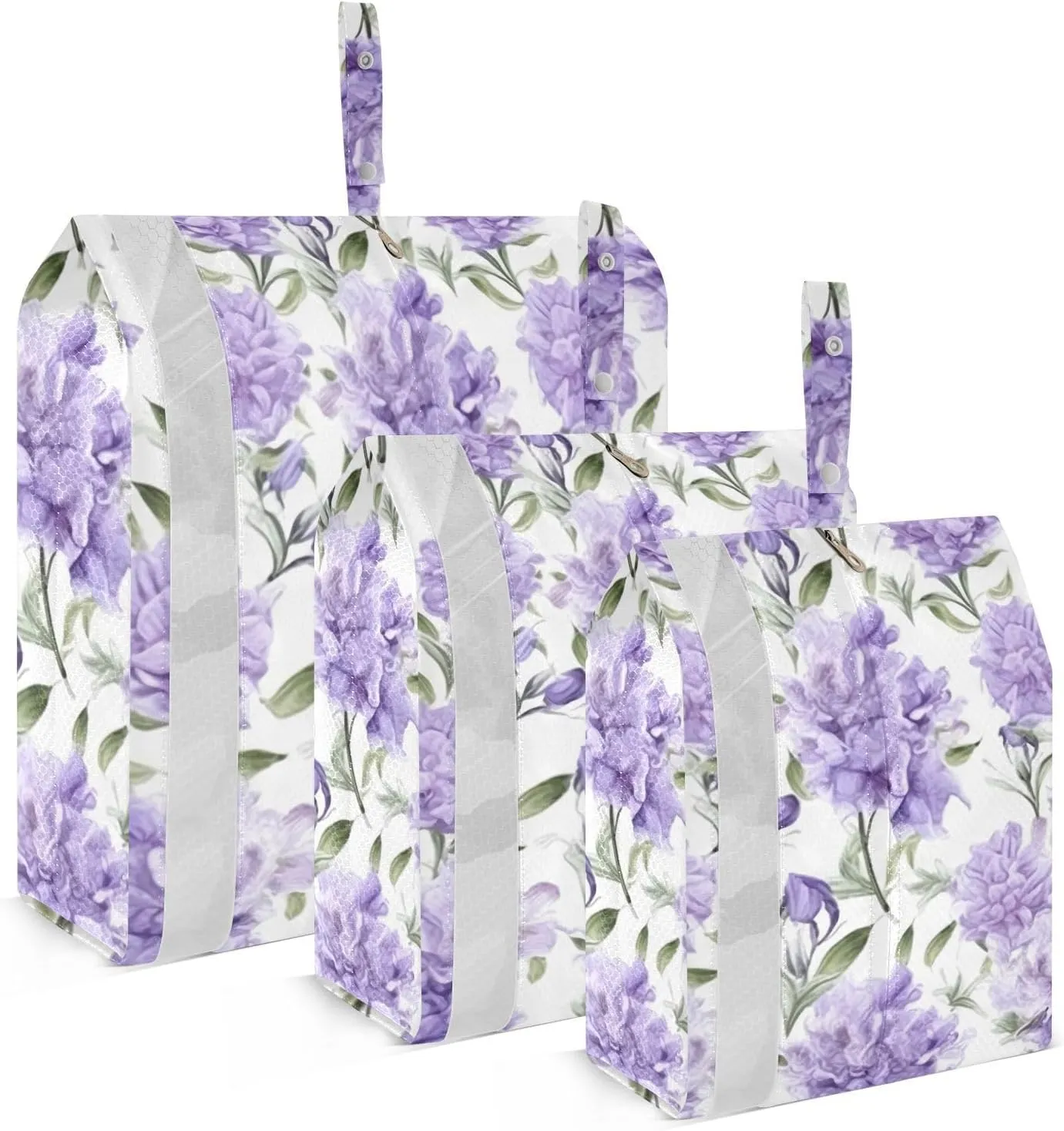SPRIPORT Purple Lilacs Flowers 3 Set Compression Packing Cubes for Travel Lightweight Luggage Organizer Bags for Carry on Suitcase Travel Accessories for Woman Man Clothes Vacation