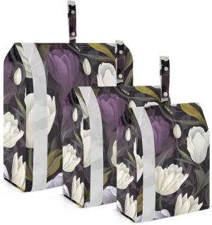 SPRIPORT Purple Tulips Flower 3 Set Compression Packing Cubes for Travel Lightweight Luggage Organizer Bags for Carry on Suitcase Travel Storage Bags for Vacation Man Woman Clothes