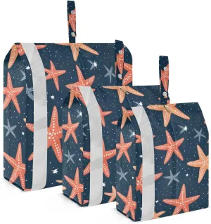SPRIPORT Red Blue Starfish 3 Set Compression Packing Cubes for Travel Lightweight Luggage Organizer Bags for Carry on Suitcase Travel Storage Bags for Vacation Woman Man Clothes