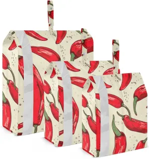 SPRIPORT Red Chilis 3 Set Compression Packing Cubes for Travel Lightweight Luggage Organizer Bags for Carry on Suitcase Luggage Cubes for Woman Man Vacation Clothes