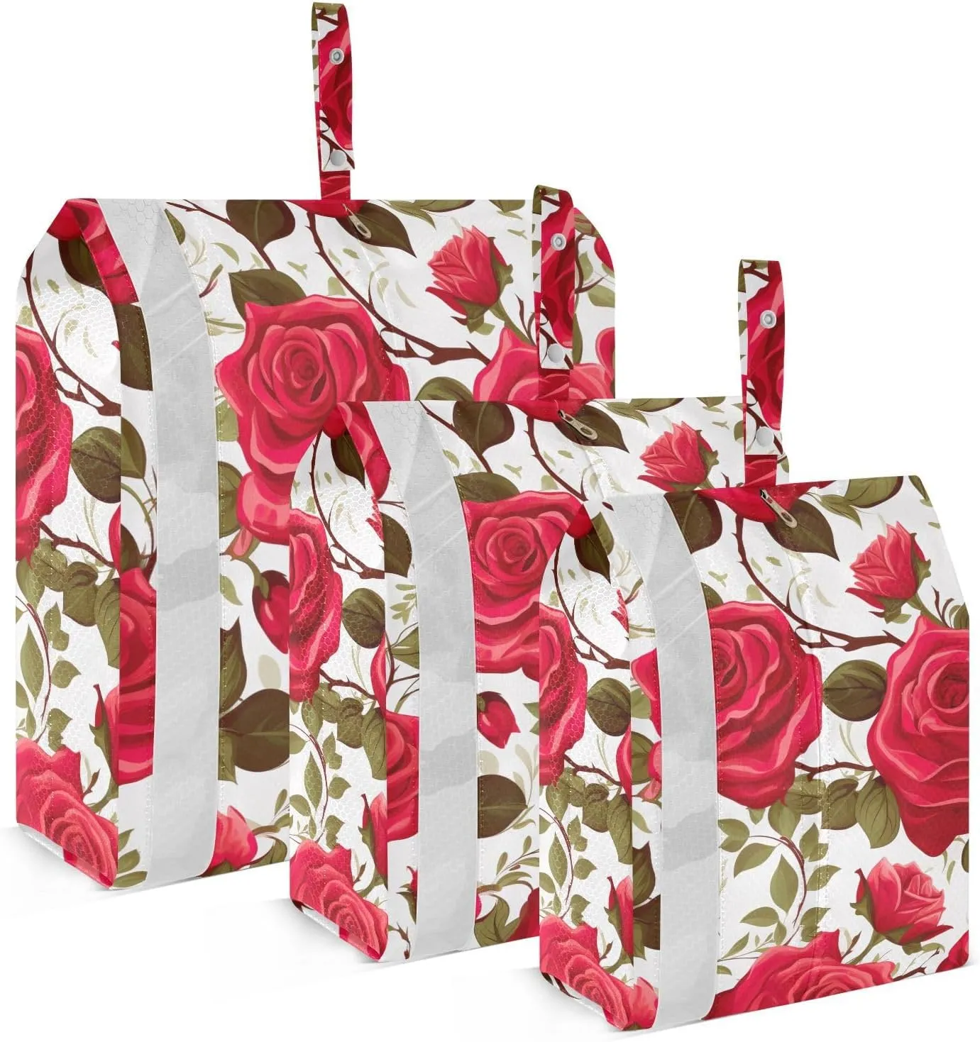SPRIPORT Red Rose White 3 Set Compression Packing Cubes for Travel Lightweight Luggage Organizer Bags for Carry on Suitcase Travel Storage Bags for Vacation Man Woman Clothes