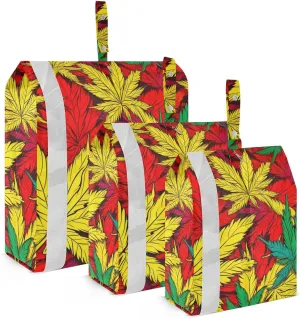 SPRIPORT Red Yellow Leaf 3 Set Compression Packing Cubes for Travel Lightweight Luggage Organizer Bags for Carry on Suitcase Travel Accessories for Man Woman Vacation Clothes