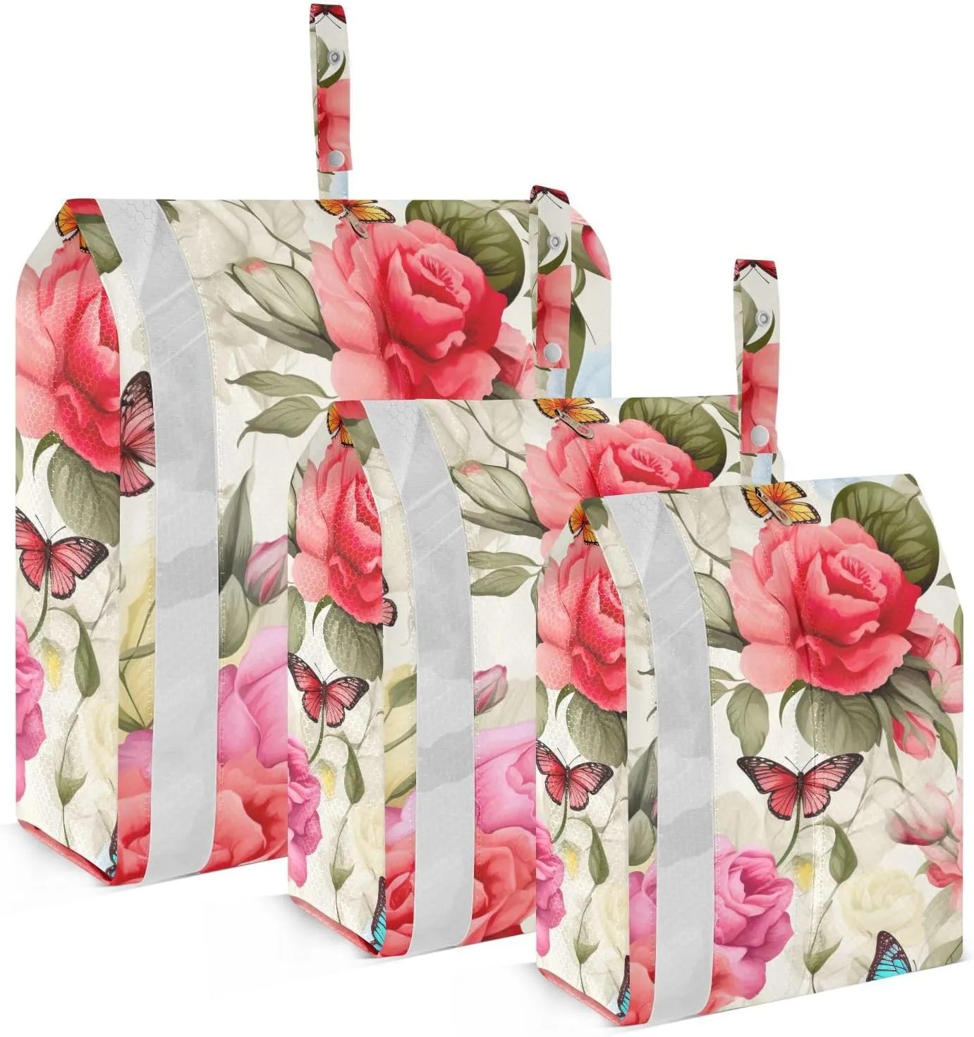 SPRIPORT Rose Butterflies 3 Set Compression Packing Cubes for Travel Lightweight Luggage Organizer Bags for Carry on Suitcase Luggage Cubes for Man Woman Clothes Vacation