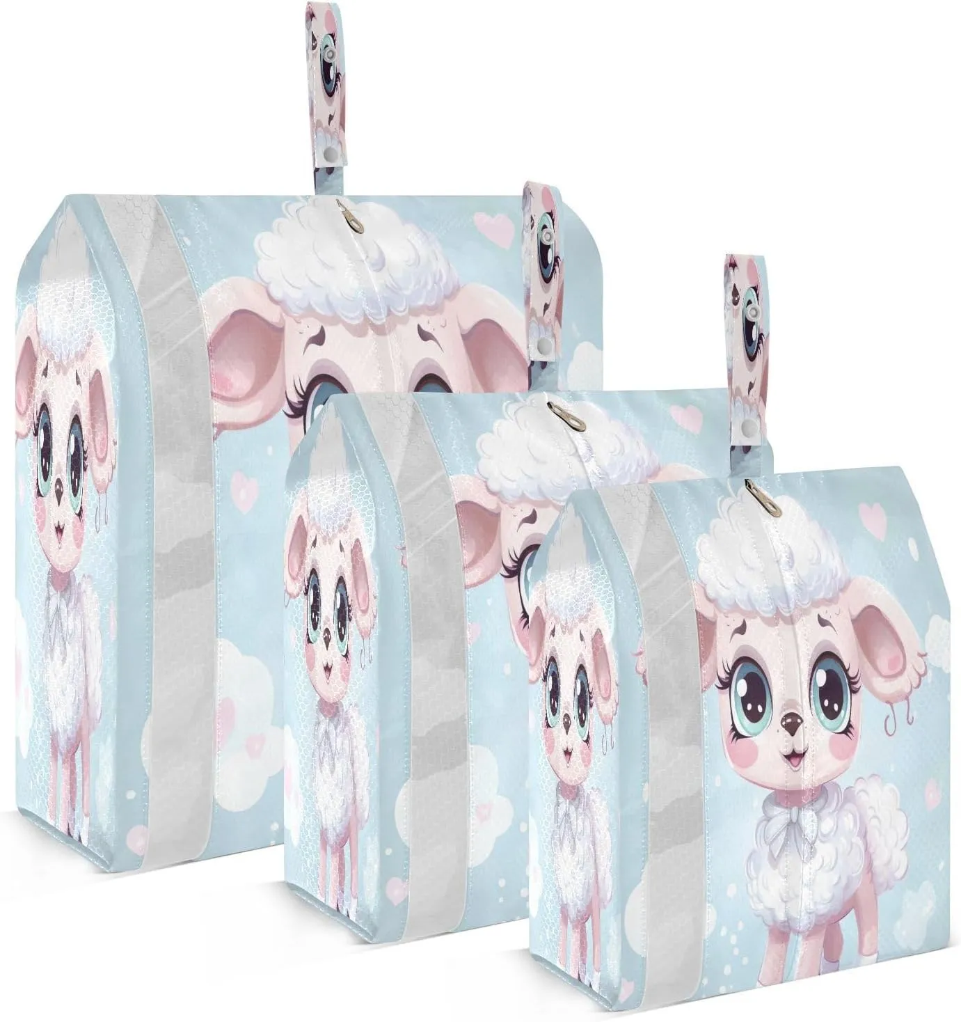 SPRIPORT Sheeps Cute 3 Set Compression Packing Cubes for Travel Lightweight Luggage Organizer Bags for Carry on Suitcase Travel Accessories for Vacation Man Woman Clothes