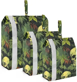 SPRIPORT Skull Leaves Green 3 Set Compression Packing Cubes for Travel Lightweight Luggage Organizer Bags for Carry on Suitcase Travel Cubes for Woman Man Vacation Clothes