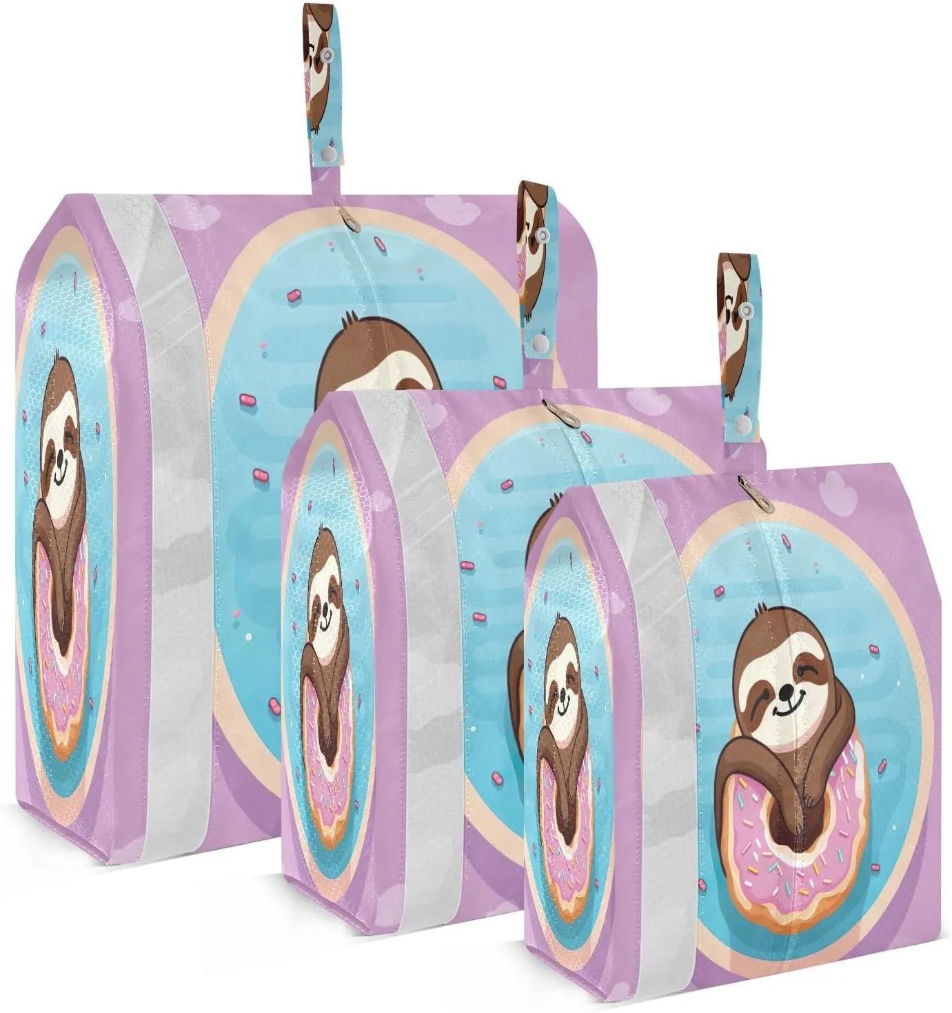 SPRIPORT Sloth Doughnut 3 Set Compression Packing Cubes for Travel Lightweight Luggage Organizer Bags for Carry on Suitcase Luggage Cubes for Vacation Man Woman Clothes