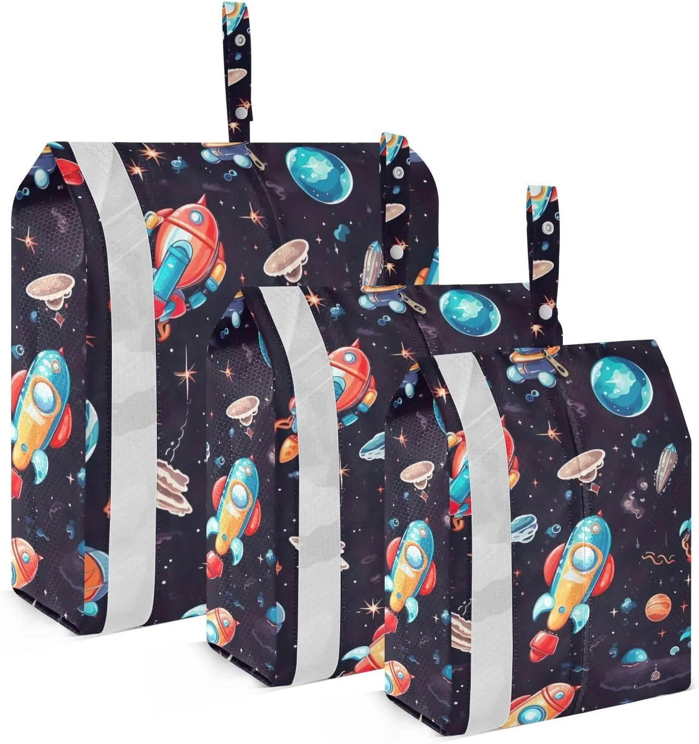 SPRIPORT Space Planet Spaceship 3 Set Compression Packing Cubes for Travel Lightweight Luggage Organizer Bags for Carry on Suitcase Travel Accessories for Man Woman Clothes Vacation