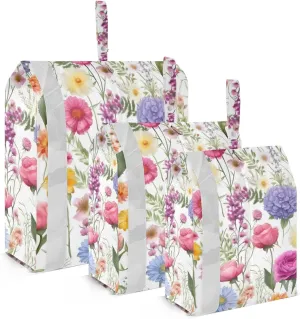 SPRIPORT Spring Colorful Floral 3 Set Compression Packing Cubes for Travel Lightweight Luggage Organizer Bags for Carry on Suitcase Luggage Cubes for Vacation Man Woman Clothes