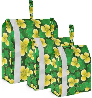 SPRIPORT Stpatrick Day Shamrocks Yellow Green 3 Set Compression Packing Cubes for Travel Lightweight Luggage Organizer Bags for Carry on Suitcase Luggage Cubes for Vacation Man Woman Clothes
