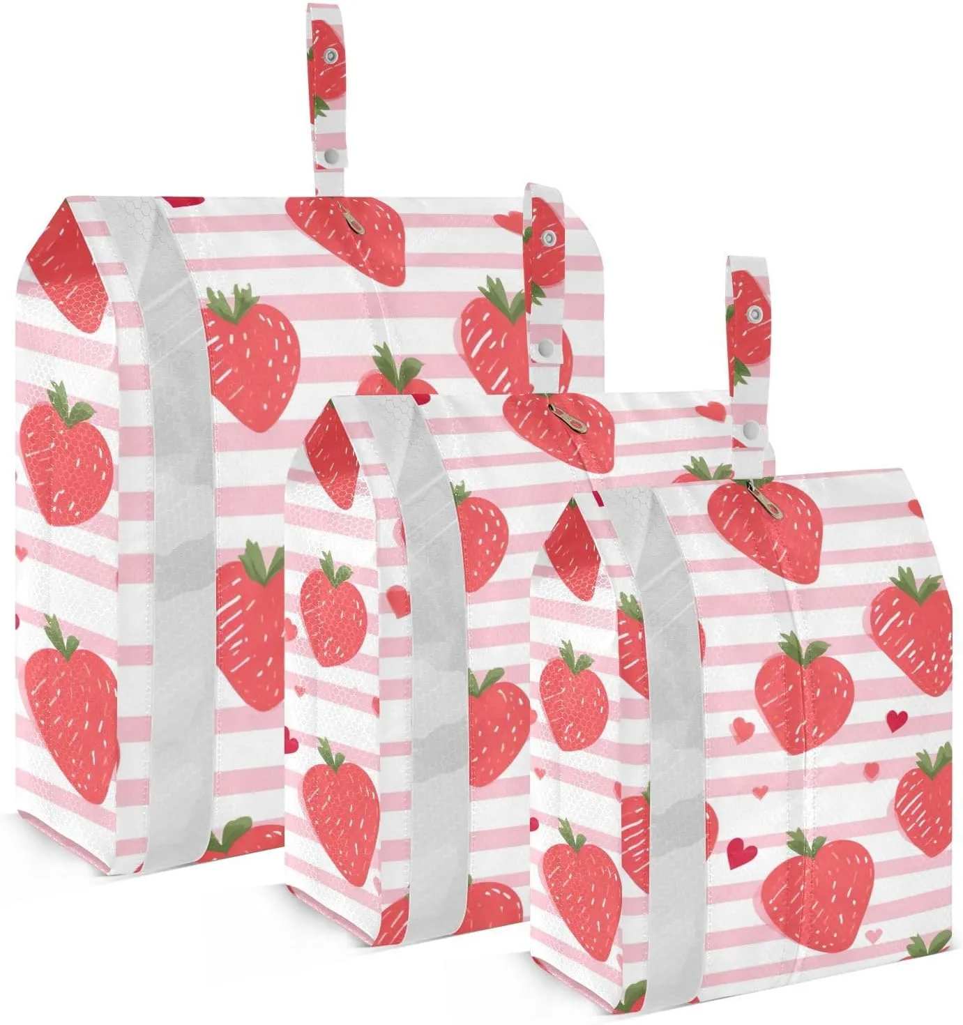 SPRIPORT Strawberries Fruit Red 3 Set Compression Packing Cubes for Travel Lightweight Luggage Organizer Bags for Carry on Suitcase Luggage Cubes for Man Woman Vacation Clothes