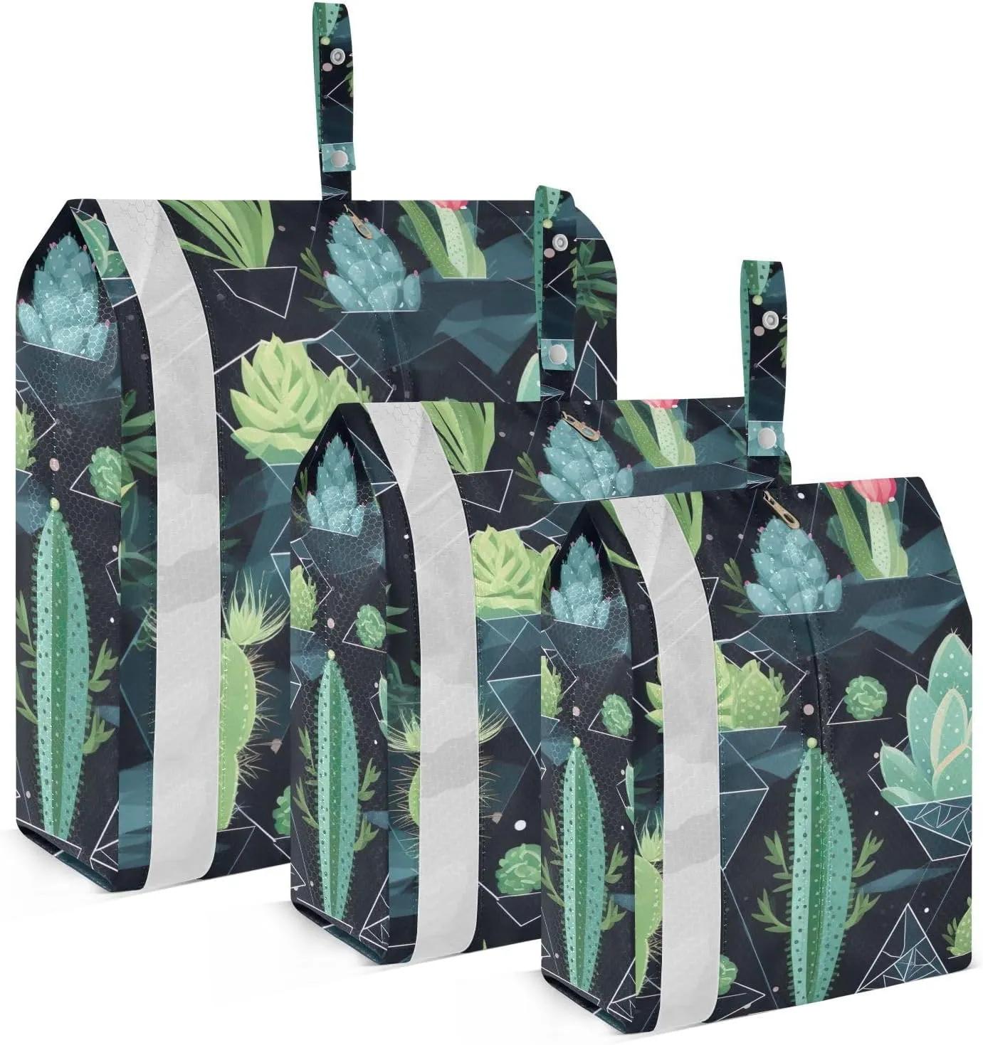 SPRIPORT Succulents Cactus Black 3 Set Compression Packing Cubes for Travel Lightweight Luggage Organizer Bags for Carry on Suitcase Travel Cubes for Man Woman Vacation Clothes