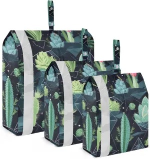 SPRIPORT Succulents Cactus Black 3 Set Compression Packing Cubes for Travel Lightweight Luggage Organizer Bags for Carry on Suitcase Travel Cubes for Man Woman Vacation Clothes