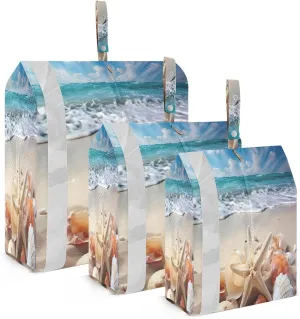 SPRIPORT Summer Beach Starfish Shells 3 Set Compression Packing Cubes for Travel Lightweight Luggage Organizer Bags for Carry on Suitcase Travel Essentials for Woman Man Clothes Vacation