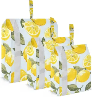 SPRIPORT Summer Leaves Lemons 3 Set Compression Packing Cubes for Travel Lightweight Luggage Organizer Bags for Carry on Suitcase Travel Storage Bags for Woman Man Vacation Clothes