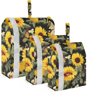 SPRIPORT Sunflowers Butterflies Black 3 Set Compression Packing Cubes for Travel Lightweight Luggage Organizer Bags for Carry on Suitcase Luggage Cubes for Woman Man Clothes Vacation