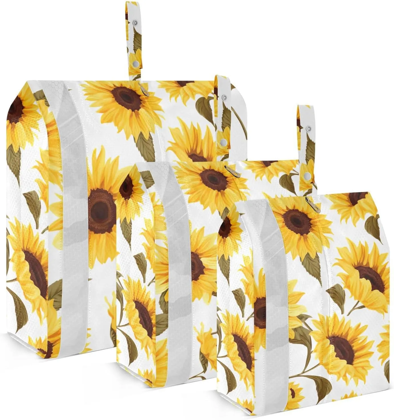 SPRIPORT Sunflowers White Leaf 3 Set Compression Packing Cubes for Travel Lightweight Luggage Organizer Bags for Carry on Suitcase Luggage Cubes for Vacation Woman Man Clothes