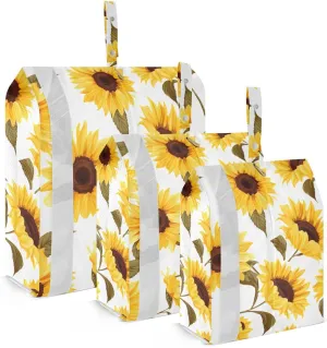 SPRIPORT Sunflowers White Leaf 3 Set Compression Packing Cubes for Travel Lightweight Luggage Organizer Bags for Carry on Suitcase Luggage Cubes for Vacation Woman Man Clothes