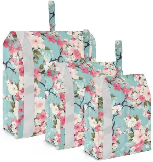 SPRIPORT Teal Blue Cherry Flower 3 Set Compression Packing Cubes for Travel Lightweight Luggage Organizer Bags for Carry on Suitcase Travel Essentials for Woman Man Clothes Vacation