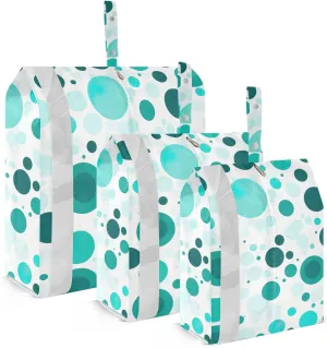 SPRIPORT Teal Dots 3 Set Compression Packing Cubes for Travel Lightweight Luggage Organizer Bags for Carry on Suitcase Travel Cubes for Vacation Woman Man Clothes