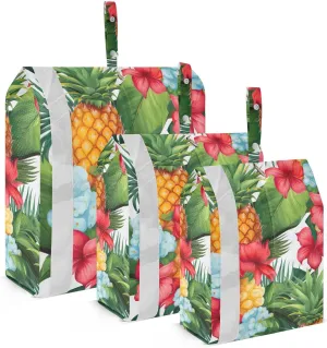 SPRIPORT Tropical Florals Pineapples 3 Set Compression Packing Cubes for Travel Lightweight Luggage Organizer Bags for Carry on Suitcase Travel Storage Bags for Vacation Woman Man Clothes