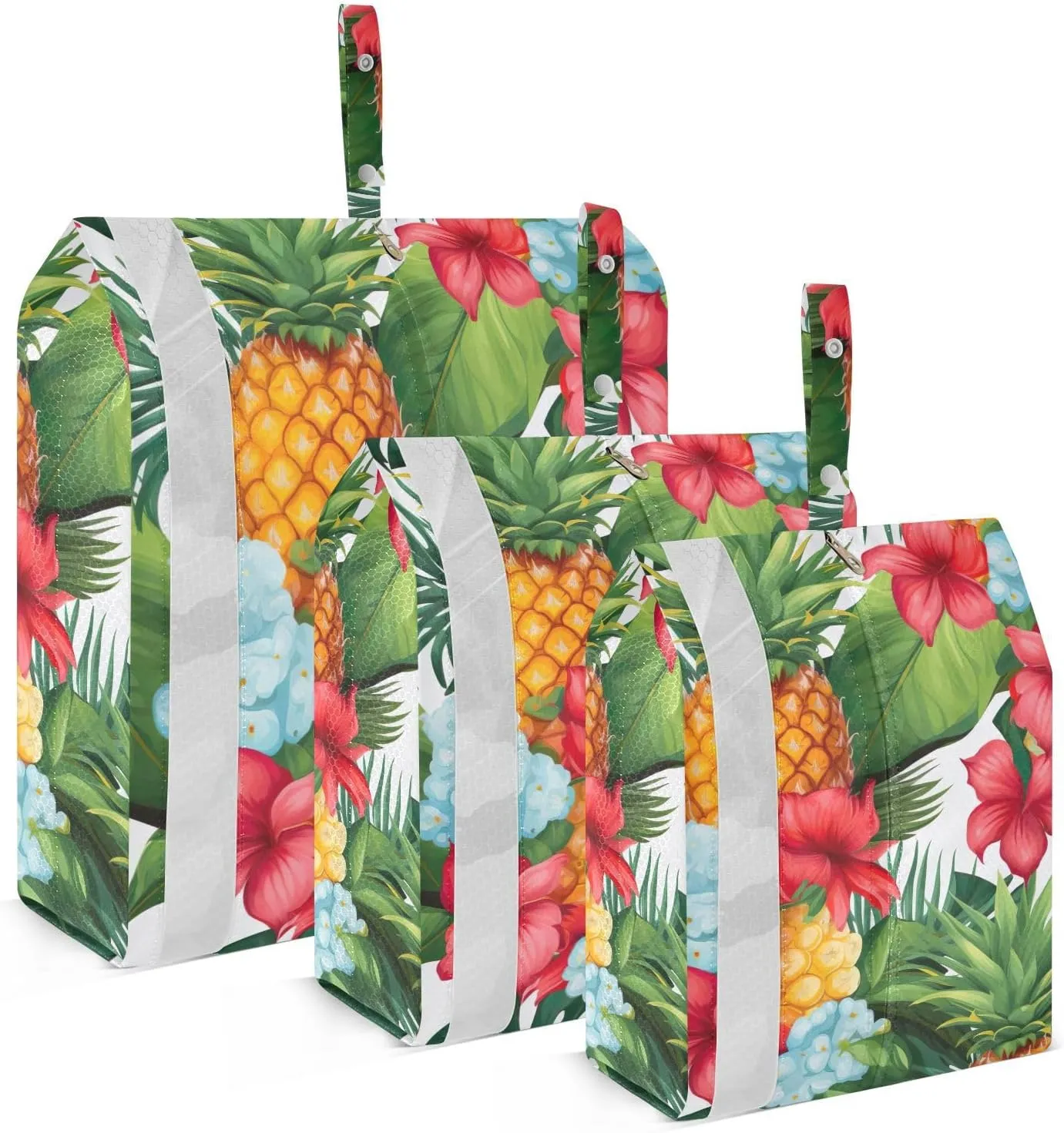 SPRIPORT Tropical Florals Pineapples 3 Set Compression Packing Cubes for Travel Lightweight Luggage Organizer Bags for Carry on Suitcase Travel Storage Bags for Vacation Woman Man Clothes