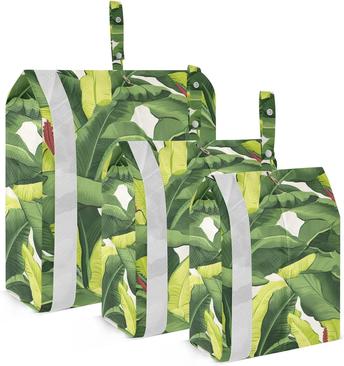 SPRIPORT Tropical Green Leaves 3 Set Compression Packing Cubes for Travel Lightweight Luggage Organizer Bags for Carry on Suitcase Travel Cubes for Vacation Man Woman Clothes