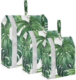 SPRIPORT Tropical Leave Leaf 3 Set Compression Packing Cubes for Travel Lightweight Luggage Organizer Bags for Carry on Suitcase Travel Storage Bags for Man Woman Clothes Vacation