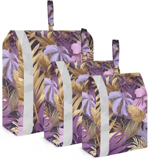 SPRIPORT Tropical Leaves 3 Set Compression Packing Cubes for Travel Lightweight Luggage Organizer Bags for Carry on Suitcase Travel Storage Bags for Vacation Woman Man Clothes