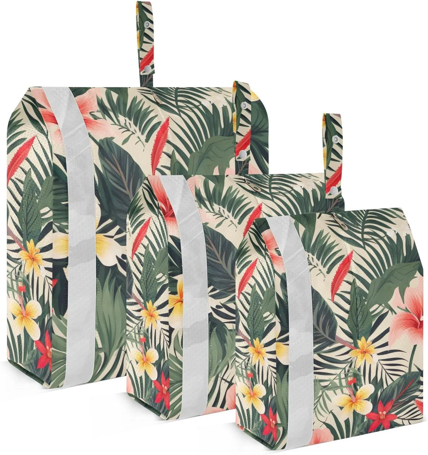 SPRIPORT Tropical Leaves Pink 3 Set Compression Packing Cubes for Travel Lightweight Luggage Organizer Bags for Carry on Suitcase Luggage Cubes for Vacation Woman Man Clothes