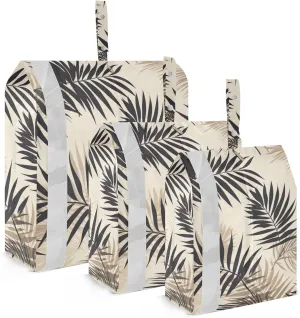 SPRIPORT Tropical Palm Leaf Black 3 Set Compression Packing Cubes for Travel Lightweight Luggage Organizer Bags for Carry on Suitcase Travel Essentials for Vacation Man Woman Clothes