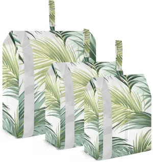 SPRIPORT Tropical Palm Leaves White 3 Set Compression Packing Cubes for Travel Lightweight Luggage Organizer Bags for Carry on Suitcase Travel Essentials for Man Woman Clothes Vacation