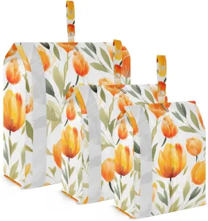 SPRIPORT Tulips Flowers White 3 Set Compression Packing Cubes for Travel Lightweight Luggage Organizer Bags for Carry on Suitcase Travel Essentials for Vacation Man Woman Clothes