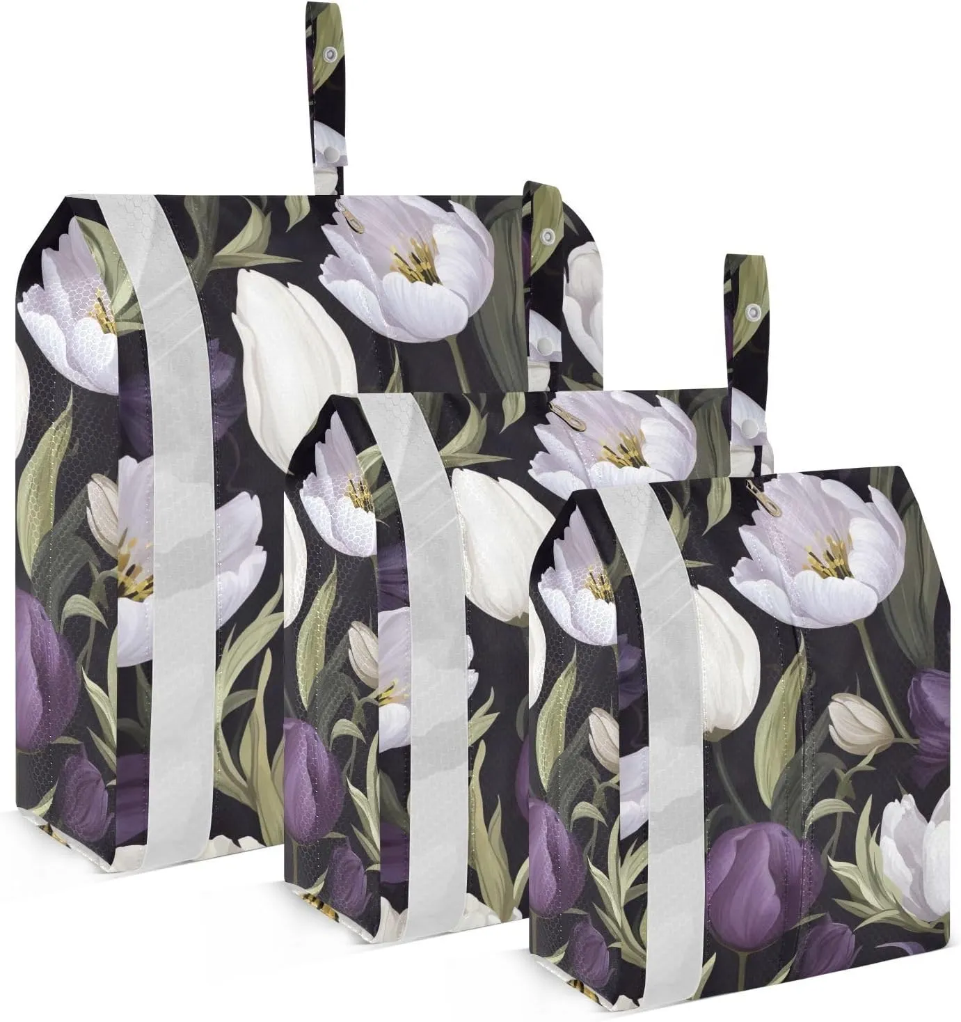 SPRIPORT Tulips Purple Flower 3 Set Compression Packing Cubes for Travel Lightweight Luggage Organizer Bags for Carry on Suitcase Travel Storage Bags for Woman Man Clothes Vacation