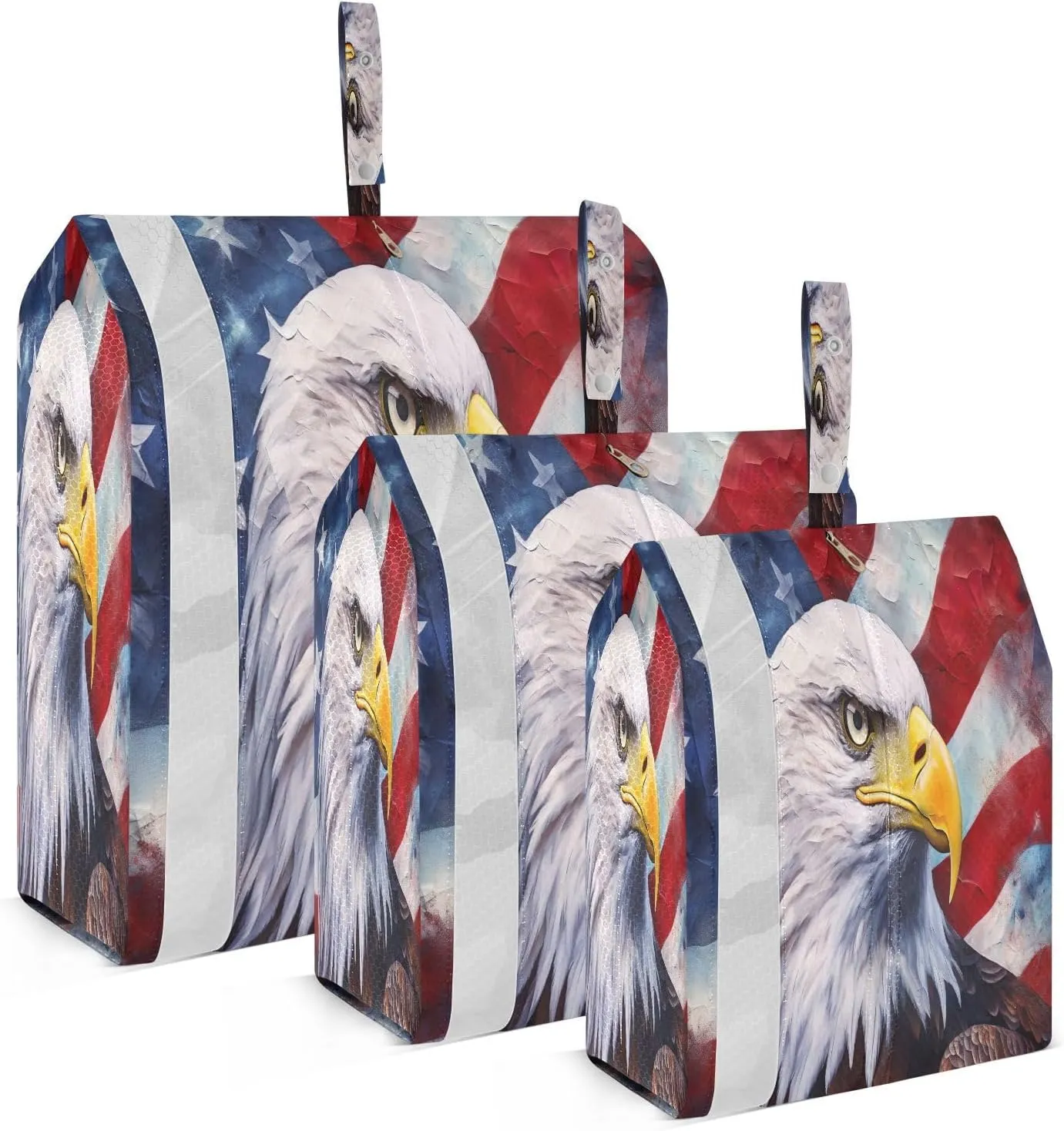 SPRIPORT Usa America Flag Hawk 3 Set Compression Packing Cubes for Travel Lightweight Luggage Organizer Bags for Carry on Suitcase Travel Accessories for Vacation Woman Man Clothes