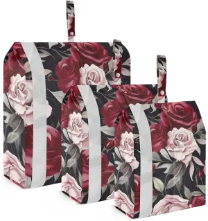 SPRIPORT Watercolor Burgundy Rose 3 Set Compression Packing Cubes for Travel Lightweight Luggage Organizer Bags for Carry on Suitcase Travel Accessories for Woman Man Vacation Clothes