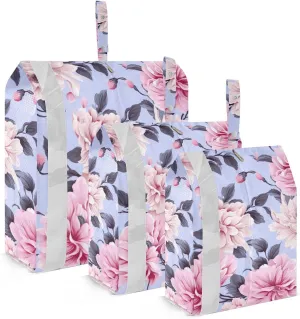 SPRIPORT Watercolor Flowers 3 Set Compression Packing Cubes for Travel Lightweight Luggage Organizer Bags for Carry on Suitcase Travel Cubes for Man Woman Vacation Clothes