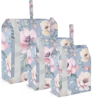 SPRIPORT Watercolor Flowers Blue 3 Set Compression Packing Cubes for Travel Lightweight Luggage Organizer Bags for Carry on Suitcase Travel Cubes for Man Woman Vacation Clothes