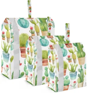 SPRIPORT Watercolor Green Cactus 3 Set Compression Packing Cubes for Travel Lightweight Luggage Organizer Bags for Carry on Suitcase Travel Essentials for Woman Man Vacation Clothes