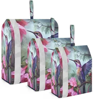 SPRIPORT Watercolor Hummingbird Flowers 3 Set Compression Packing Cubes for Travel Lightweight Luggage Organizer Bags for Carry on Suitcase Luggage Cubes for Man Woman Clothes Vacation